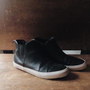 Black Leather High Top Sneakers